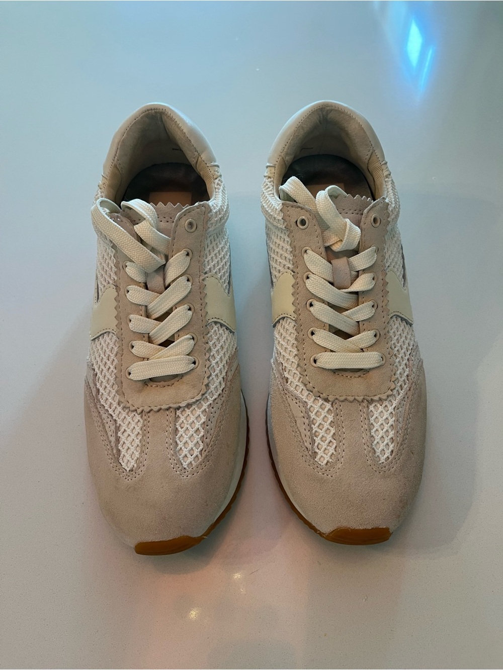 Dolce Vita Cream & White Women's Mesh Suede Sneakers